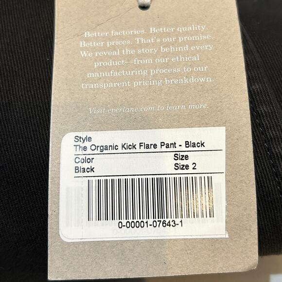 Everlane The Organic Kick Flare High Rise Ankle Pant Black Women 2 NWT - Picture 13 of 13